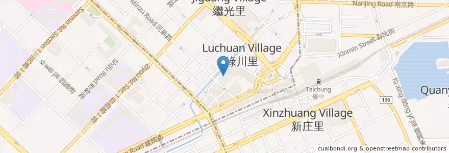 Mapa de ubicacion de 找到甜 en 台湾, 台中市, 中区.