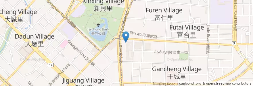 Mapa de ubicacion de 時刻動漫休閒娛樂餐廳 en Taïwan, Taichung, 東區.