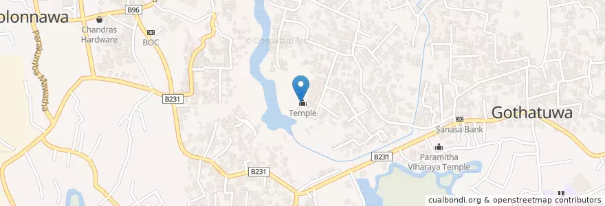 Mapa de ubicacion de Temple en ශ්‍රී ලංකාව இலங்கை, බස්නාහිර පළාත, කොළඹ දිස්ත්‍රික්කය.