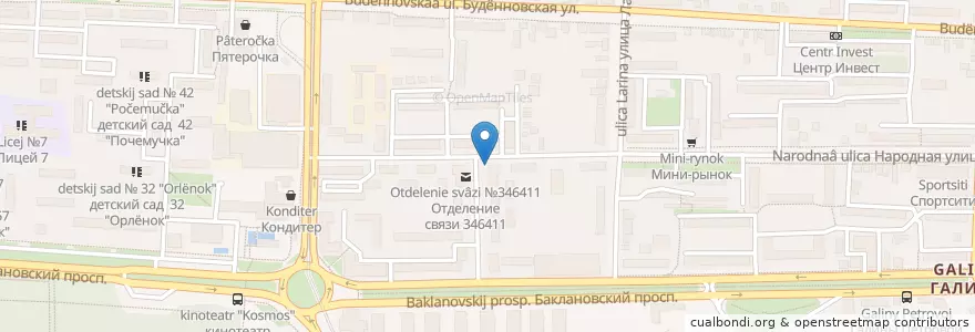 Mapa de ubicacion de Мини-рынок en Rússia, Distrito Federal Do Sul, Oblast De Rostov, Городской Округ Новочеркасск.