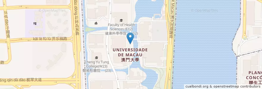 Mapa de ubicacion de Universidade de Macau em Ilha de Montanha en China, Universidade De Macau Em Ilha De Montanha, Macau, Cantão, Taipa, 珠海市, Nossa Senhora Do Carmo, 香洲区.