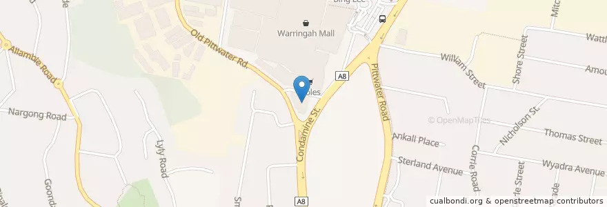 Mapa de ubicacion de Hoyts en استرالیا, New South Wales, Sydney, Northern Beaches Council.