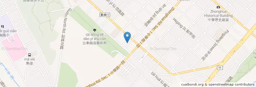 Mapa de ubicacion de 寶桑町壽司屋 en 台湾, 台湾省, 台東県, 台東市.