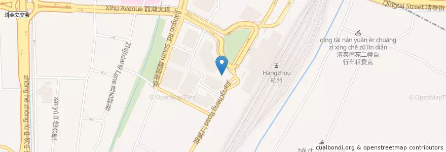 Mapa de ubicacion de 西湖饭店 en Çin, Zhejiang, Hangzhou, 上城区, 小营街道.