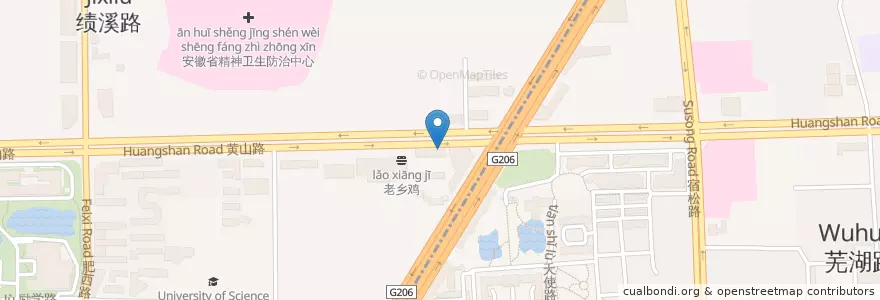 Mapa de ubicacion de 包小白餐厅 en 中国, 安徽省, 合肥市, 蜀山区 (Shushan), 合肥市区, 稻香村街道.