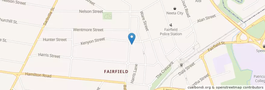 Mapa de ubicacion de Fairfield Library en オーストラリア, ニューサウスウェールズ, Sydney, Fairfield City Council.