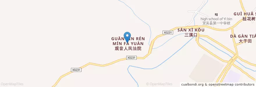 Mapa de ubicacion de 观音人民法院 en 中国, 四川省, 宜宾市, 叙州区.