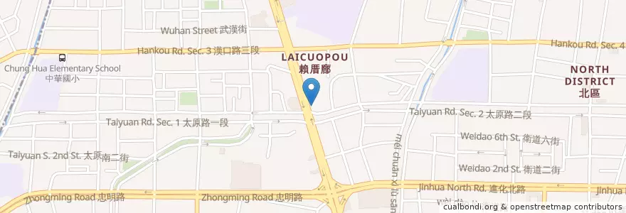 Mapa de ubicacion de 星巴克 en 台湾, 台中市, 北区.