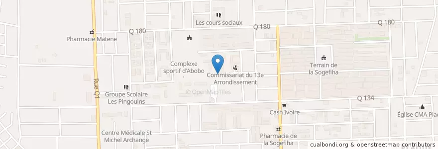 Mapa de ubicacion de Pharmacie de la Cité en コートジボワール, アビジャン, Abobo.