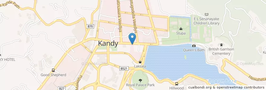 Mapa de ubicacion de Kandy Food Court en Sri Lanka, මධ්‍යම පළාත, මහනුවර දිස්ත්‍රික්කය.