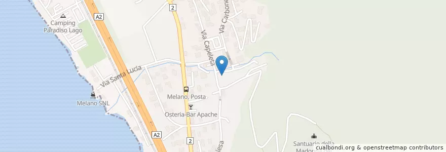 Mapa de ubicacion de Ristorante Pizzeria Sport en Schweiz, Tessin, Bezirk Lugano, Circolo Del Ceresio, Melano.