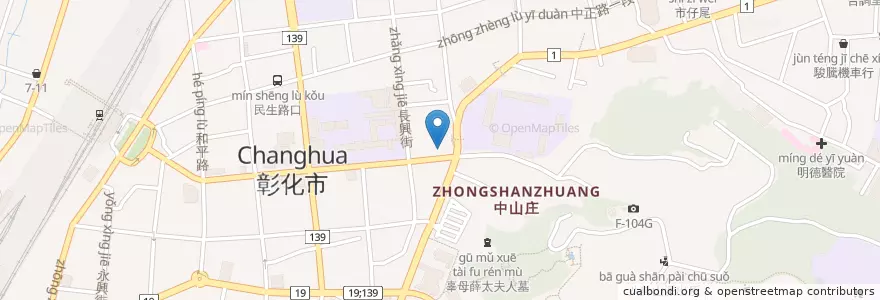 Mapa de ubicacion de 秀傳醫院光復分院 en Taiwán, Provincia De Taiwán, Condado De Changhua, 彰化市.