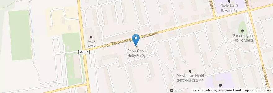 Mapa de ubicacion de Чебу-Чебу en Rusland, Centraal Federaal District, Oblast Moskou, Городской Округ Электросталь.
