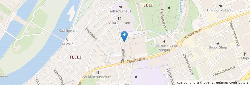 Mapa de ubicacion de Kita Känguru Telli en Suíça, Aargau, Bezirk Aarau, Aarau.