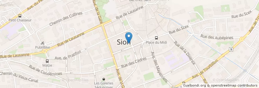Mapa de ubicacion de Manor en Svizzera, Vallese, Sion, Sion.