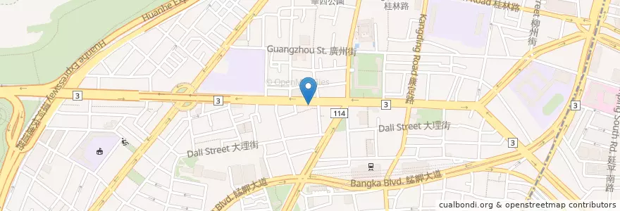 Mapa de ubicacion de 陳記專業蚵仔麵線 en Тайвань, Новый Тайбэй, Тайбэй, 萬華區.