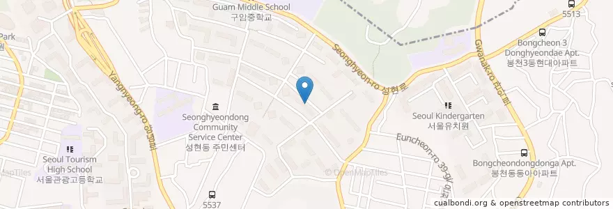 Mapa de ubicacion de 성현동 en 韩国/南韓, 首尔, 冠岳區, 성현동.