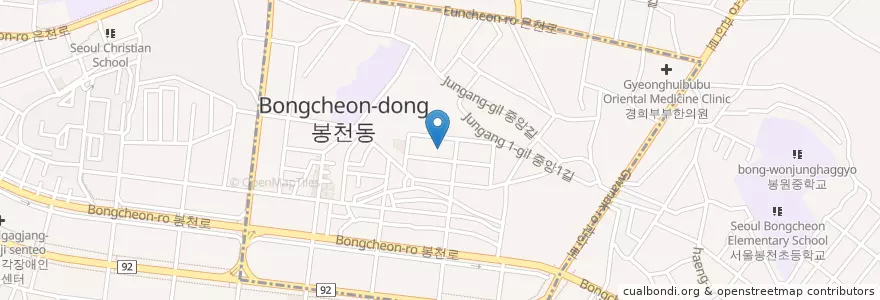 Mapa de ubicacion de 중앙동 en 韩国/南韓, 首尔, 冠岳區, 중앙동.