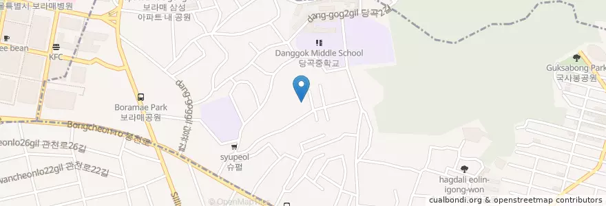 Mapa de ubicacion de 보라매동 en Corea Del Sud, Seul, 동작구, 보라매동.