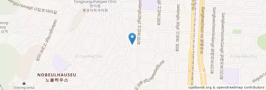 Mapa de ubicacion de 사당1동 en Corea Del Sud, Seul, 동작구, 사당1동.