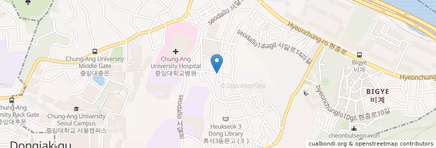 Mapa de ubicacion de 흑석동 en 大韓民国, ソウル, 銅雀区, 흑석동.
