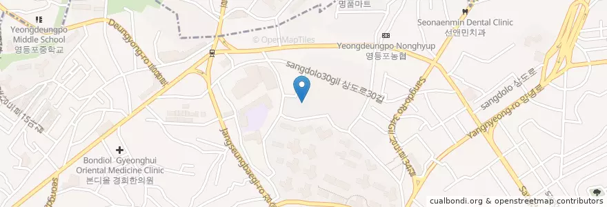 Mapa de ubicacion de 상도2동 en كوريا الجنوبية, سول, 동작구, 상도2동.