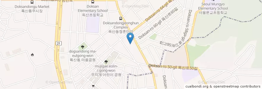 Mapa de ubicacion de 독산2동 en Corée Du Sud, Séoul, 금천구, 독산2동.