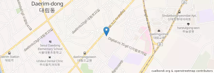 Mapa de ubicacion de 대림1동 en Güney Kore, Seul, 영등포구, 대림1동.