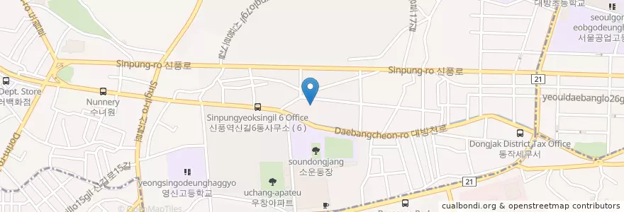Mapa de ubicacion de 신길6동 en 대한민국, 서울, 영등포구, 신길6동.