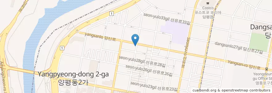 Mapa de ubicacion de 양평1동 en Corea Del Sud, Seul, 영등포구, 양평동, 양평1동.