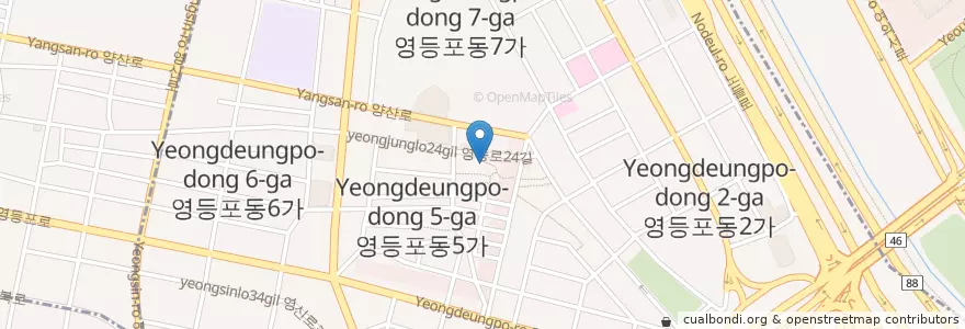 Mapa de ubicacion de 영등포동 en Zuid-Korea, Seoel, 영등포구, 영등포동.