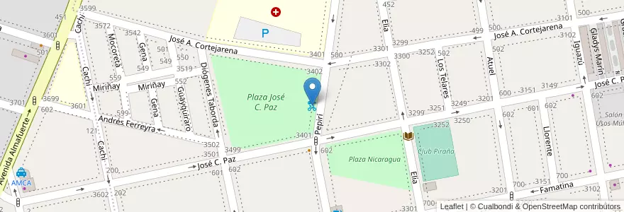 Mapa de ubicacion de 388 - Plaza Jose C Paz en Argentinien, Ciudad Autónoma De Buenos Aires, Comuna 4, Buenos Aires.
