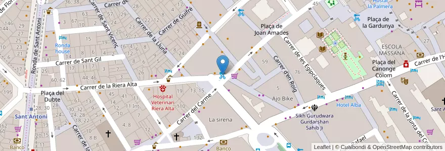 Mapa de ubicacion de 388 - Riera Alta 6 en 스페인, Catalunya, Barcelona, Barcelonès, 바르셀로나.
