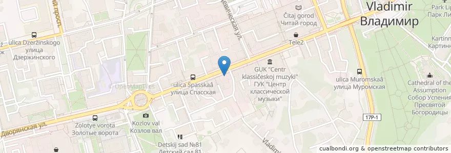 Mapa de ubicacion de Снэк бар en روسیه, Центральный Федеральный Округ, Владимирская Область, Городской Округ Владимир.