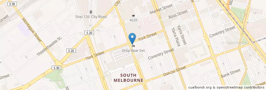 Mapa de ubicacion de Drop Bear Inn en Australia, Victoria, City Of Port Phillip.
