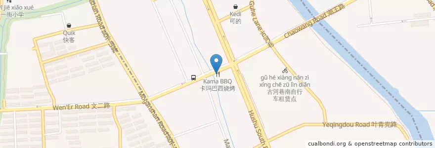 Mapa de ubicacion de 卡玛巴西烧烤 en الصين, تشيجيانغ, هانغتشو, 拱墅区, 米市巷街道.