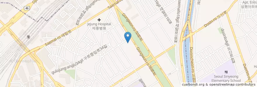Mapa de ubicacion de 구로5동 en Güney Kore, Seul, 구로5동.