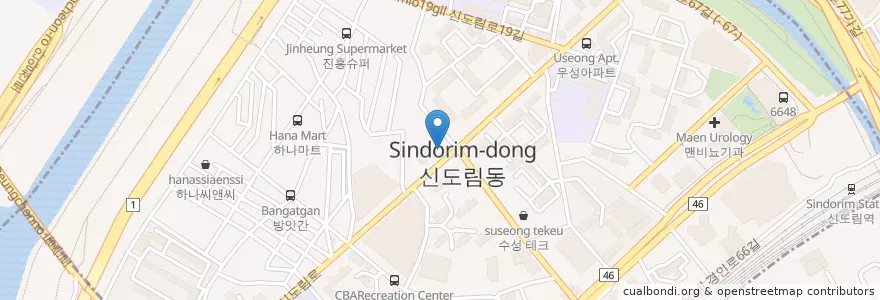 Mapa de ubicacion de 신도림동 en 韩国/南韓, 首尔, 九老區, 신도림동.