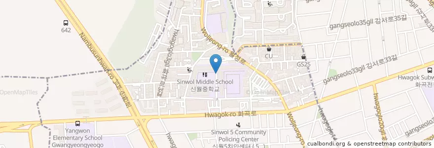 Mapa de ubicacion de 신월5동 en Güney Kore, Seul, 양천구, 신월5동.