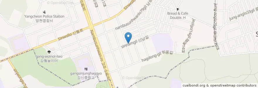 Mapa de ubicacion de 신월6동 en Korea Selatan, 서울, 양천구, 신월6동, 신정3동.