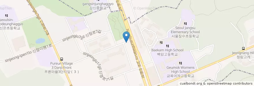 Mapa de ubicacion de 신정3동 en Coreia Do Sul, Seul, 양천구, 신정3동.