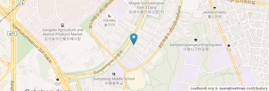 Mapa de ubicacion de 발산1동 en 대한민국, 서울, 강서구, 발산1동.