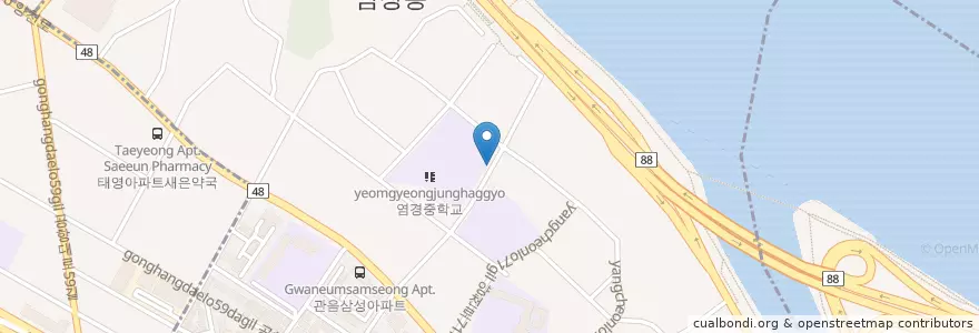Mapa de ubicacion de 염창동 en Südkorea, Seoul, 강서구, 염창동, 염창동.