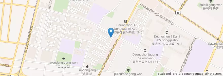 Mapa de ubicacion de 등촌3동 en 大韓民国, ソウル, 江西区, 등촌3동.