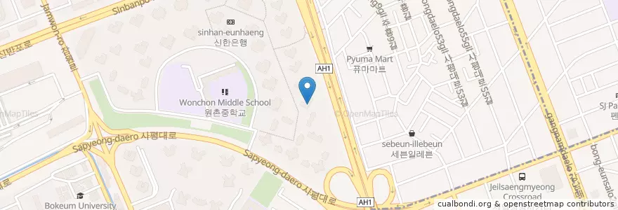 Mapa de ubicacion de 반포1동 en Corée Du Sud, Séoul, 서초구, 반포1동.