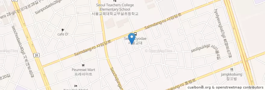 Mapa de ubicacion de 서초동 en Zuid-Korea, Seoel, 서초구, 서초1동, 서초동.