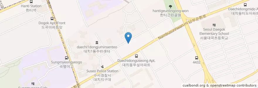 Mapa de ubicacion de 대치1동 en 대한민국, 서울, 강남구, 대치동, 대치1동.