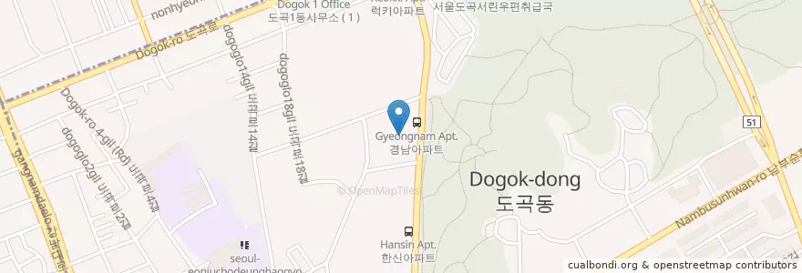 Mapa de ubicacion de 도곡1동 en Coreia Do Sul, Seul, 강남구, 도곡동, 도곡1동.