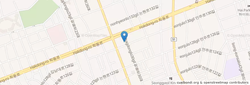 Mapa de ubicacion de 논현동 en Corea Del Sur, Seúl, 강남구, 논현동, 논현2동.