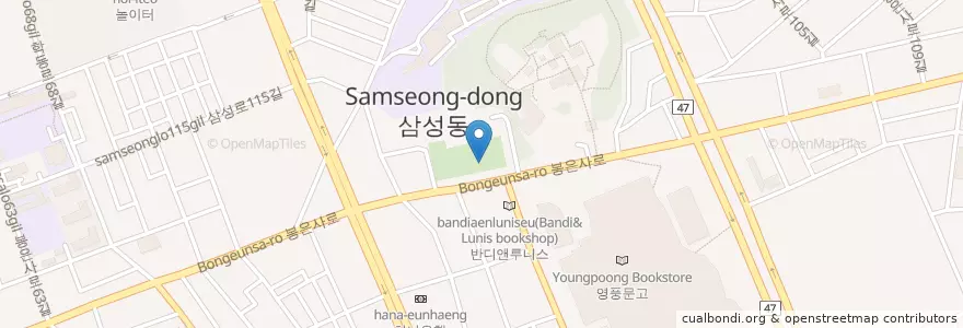 Mapa de ubicacion de 삼성동 en Zuid-Korea, Seoel, 강남구, 삼성동, 삼성1동.